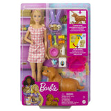Barbie Newborn Pups Playset in retail packaging with puppies and doll Ireland