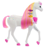 Barbie Nutcracker horse with long pink and yellow mane, candy clips and pink hooves