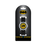 Batman Black Time Teacher Watch displayed on black Batman retail packaging