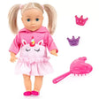 Bayer Charlene Little Love doll in pink dress with two crown clips and pink brush