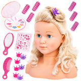 Bayer Super Model doll styling head with brush, comb, curlers, crown clips and make-up palette