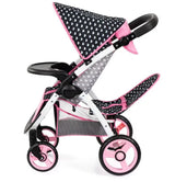 Side view of Bayer Twin Star doll pram with adjustable handle and folding frame