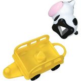 BB Junior farm tractor set showing a cow figure above a yellow trailer