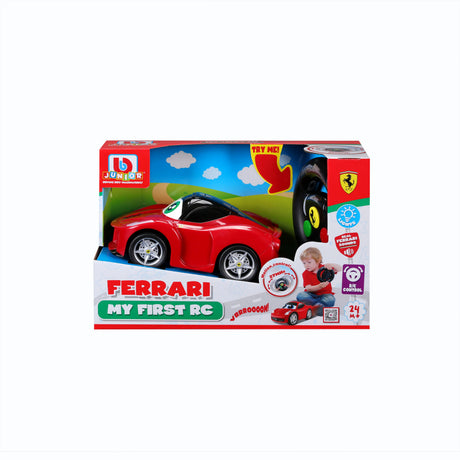 Bburago BB Junior Ferrari My First RC LaFerrari box front showing a red car and steering wheel controller