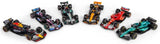 Five Bburago Formula 1 model cars shown loose on a white background