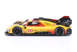 Bburago Ferrari 499P #83 2024 side profile showing yellow AF Corse racing livery