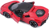 Bburago Ferrari SF90 Stradale high rear three quarter view with driver door open