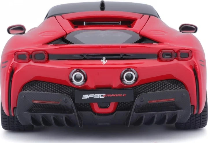 Bburago Ferrari SF90 Stradale viewed directly from the rear