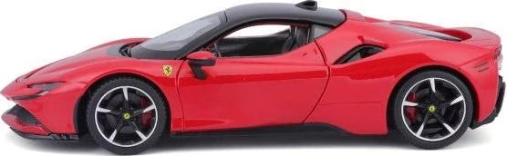 Bburago Ferrari SF90 Stradale red model shown in side profile