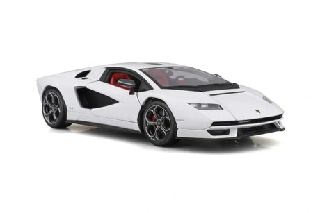 Bburago Lamborghini Countach LPI 800-4 front three quarter view showing right side and red interior