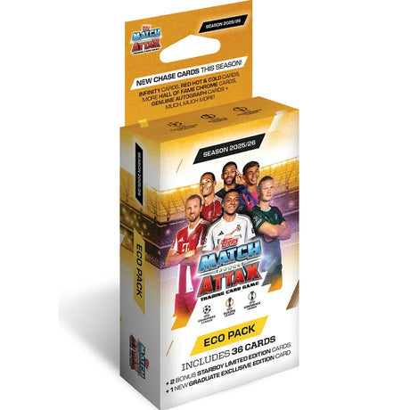 Match Attax 2025/26 Eco Pack with players from top UEFA clubs and tournament branding in Ireland