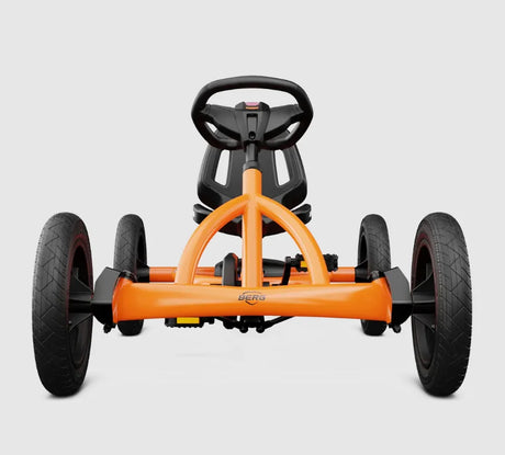BERG Buddy B-Orange front view showing steering and pneumatic tires – Ireland