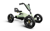 BERG Buzzy Green pedal go-kart shown from an angled front view with black wheels and green frame