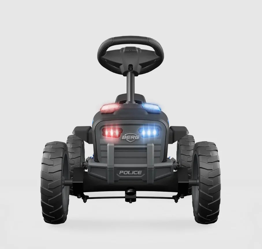 BERG Buzzy Police go-kart front view with working red and blue lights – Ireland