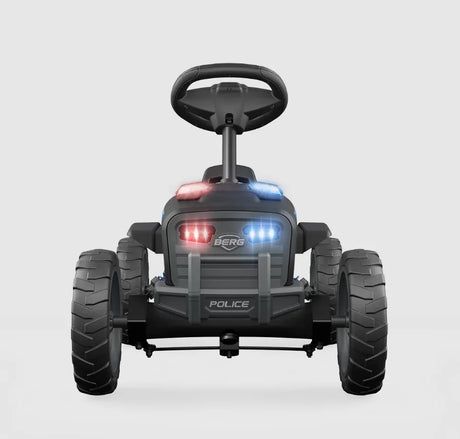 BERG Buzzy Police go-kart front view with working red and blue lights – Ireland
