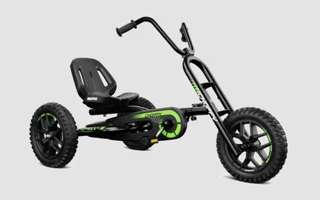 BERG Choppy Neo Go-Kart side angle view with black frame and green accents – Ireland