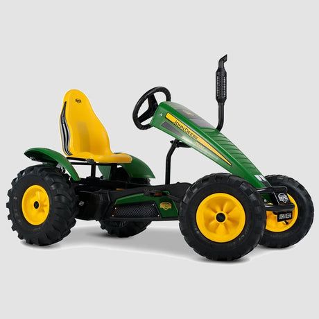 BERG John Deere BFR go-kart side angle with yellow seat and black tyres – Ireland