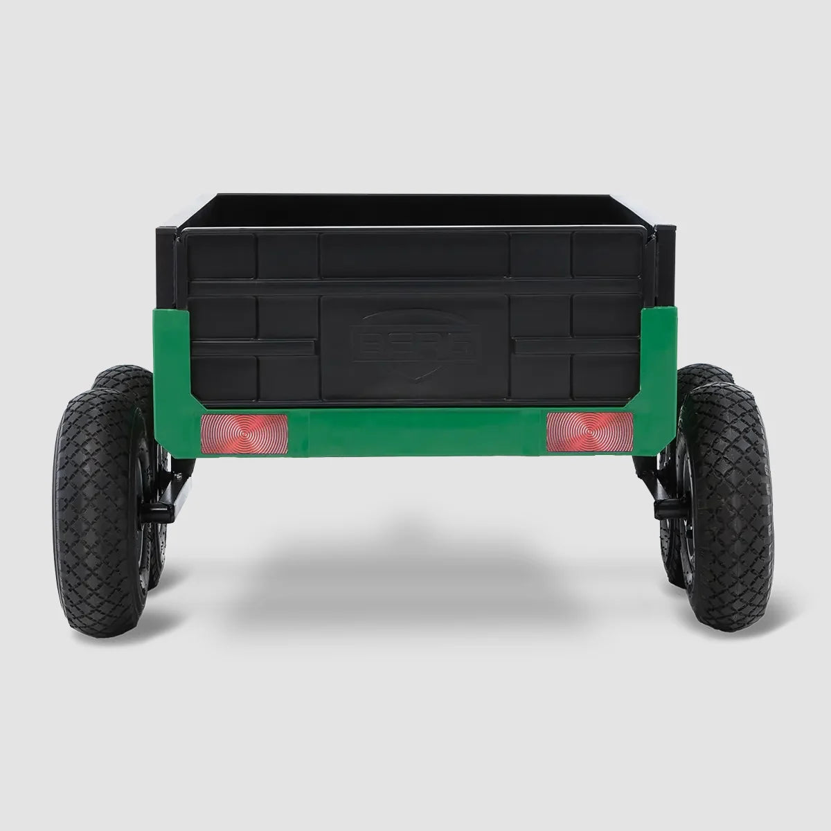 BERG Tandem Trailer XL rear view with red reflectors and BERG logo – Ireland