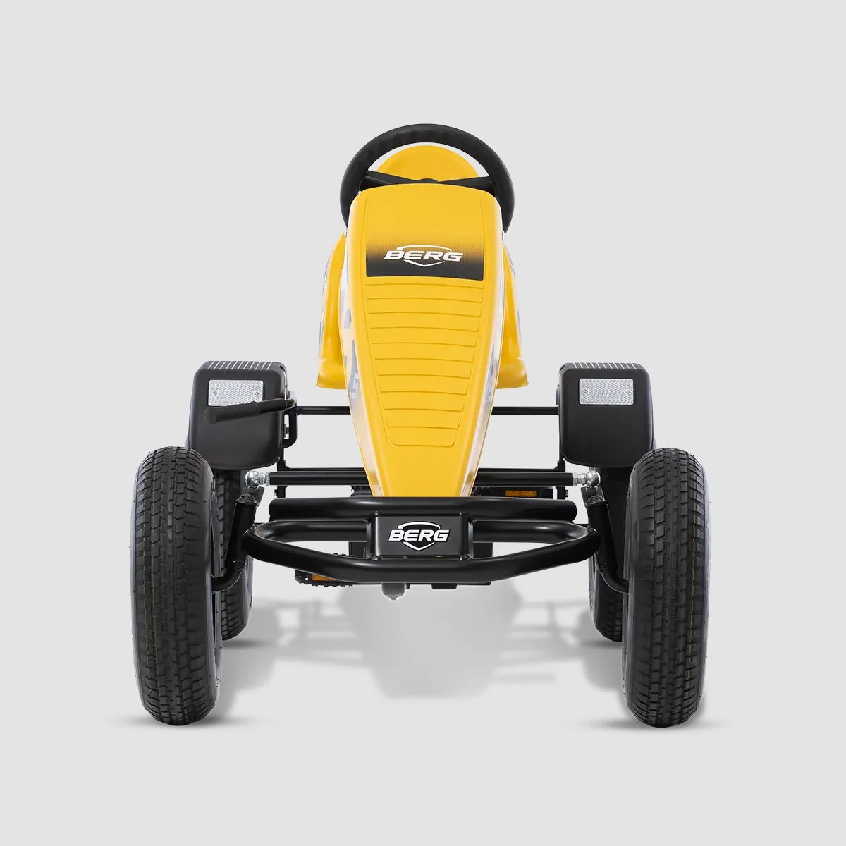 BERG XL B.Super Yellow BFR go-kart front view showing steering and tyres – Ireland