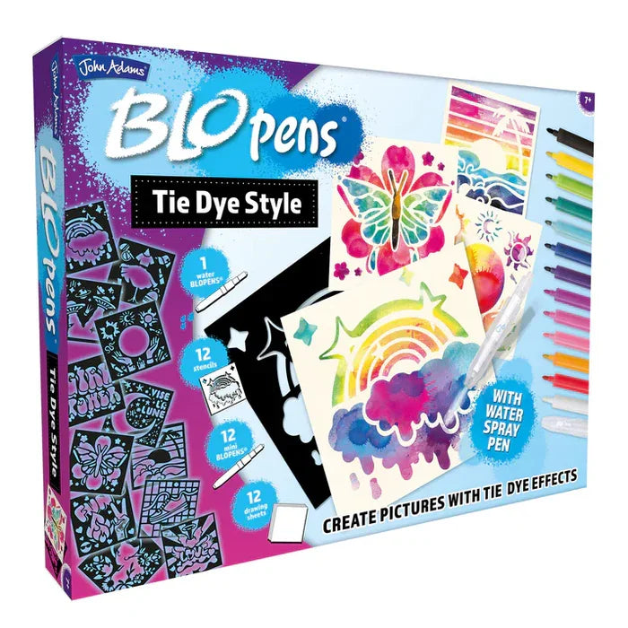 BloPens Tie Dye Style art set box with colourful stencils and pens in Ireland