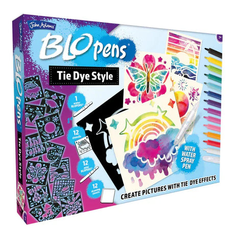 BloPens Tie Dye Style art set box with colourful stencils and pens in Ireland