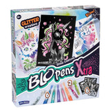 Blopens Xtra Glitter Creatures box shown from the left with unicorn artwork on the front