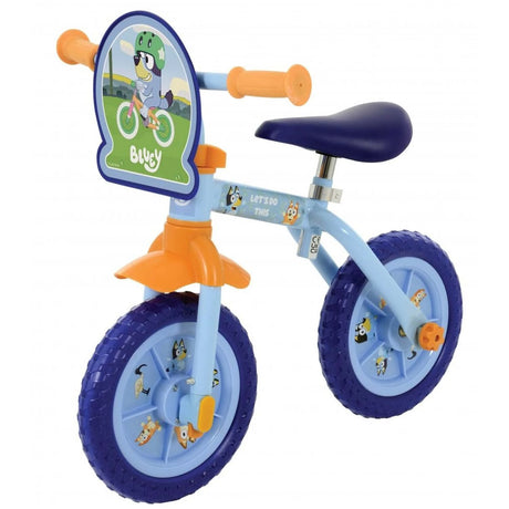 Close up of the Bluey 2 in 1 training bike front section