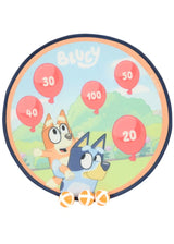 Bluey 4 in 1 Bumper Box of Garden Games target game showing a round target board and three suction dart balls