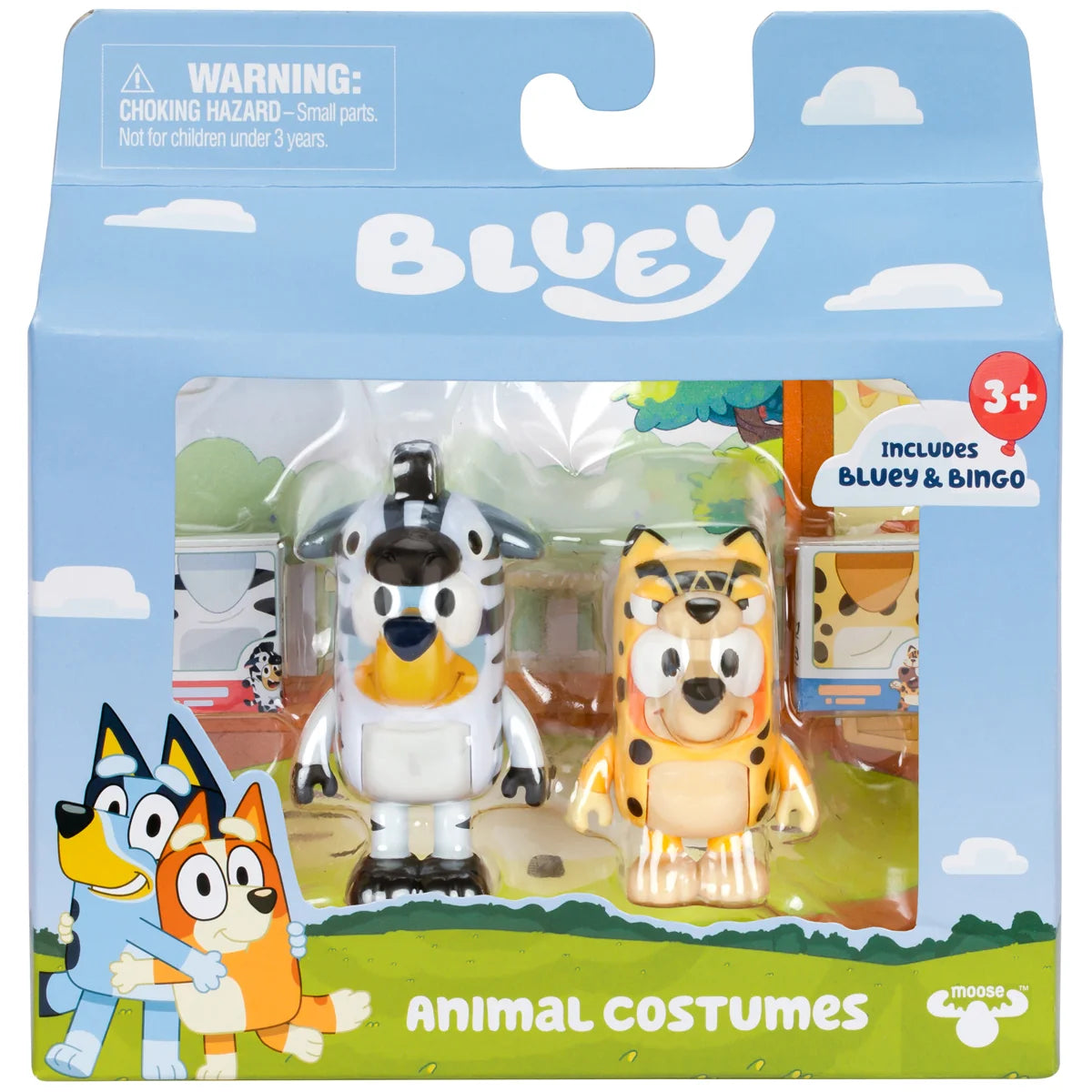 Bluey and Bingo animal costumes figure pack in retail packaging – Ireland