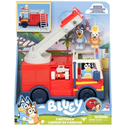 Bluey Firetruck toy packaging with Bluey and Bingo figures and accessories – Ireland