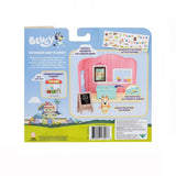 Back of Bluey Ice Cream Shop toy packaging showing features and sticker sheet – Ireland