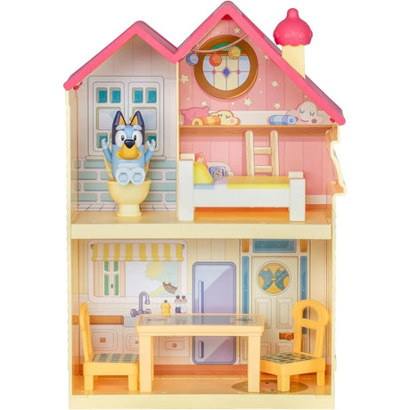Inside view of Bluey Mini Family Home Playset showing rooms and furniture – Ireland