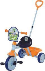Bluey My First Trike with orange parent handle, orange rear bucket, navy seat and character handlebar plaque