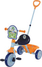 Bluey My First Trike with orange parent handle, orange rear bucket, navy seat and character handlebar plaque