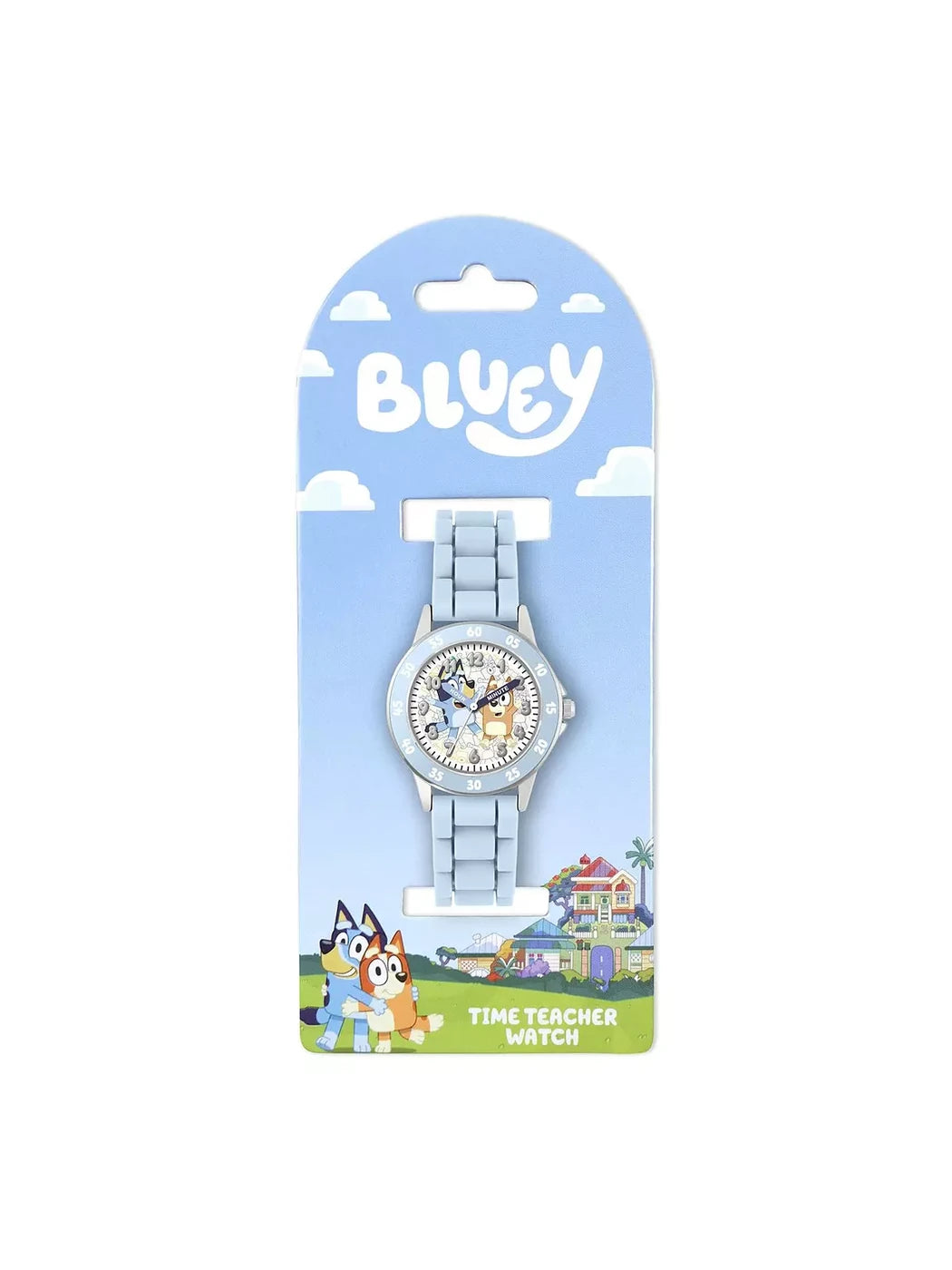 Bluey Time Teacher Watch displayed on official Bluey retail packaging with character artwork