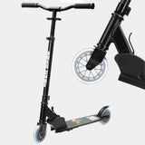 Boldcube Onyx Black scooter shown upright with enlarged front wheel detail