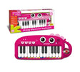 Bontempi 24 key pink dinosaur keyboard with its retail box, showing light effect icon and musical packaging.