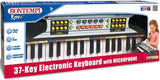 Bontempi 37 Key Electronic Keyboard with Microphone retail box front showing the black keyboard and microphone