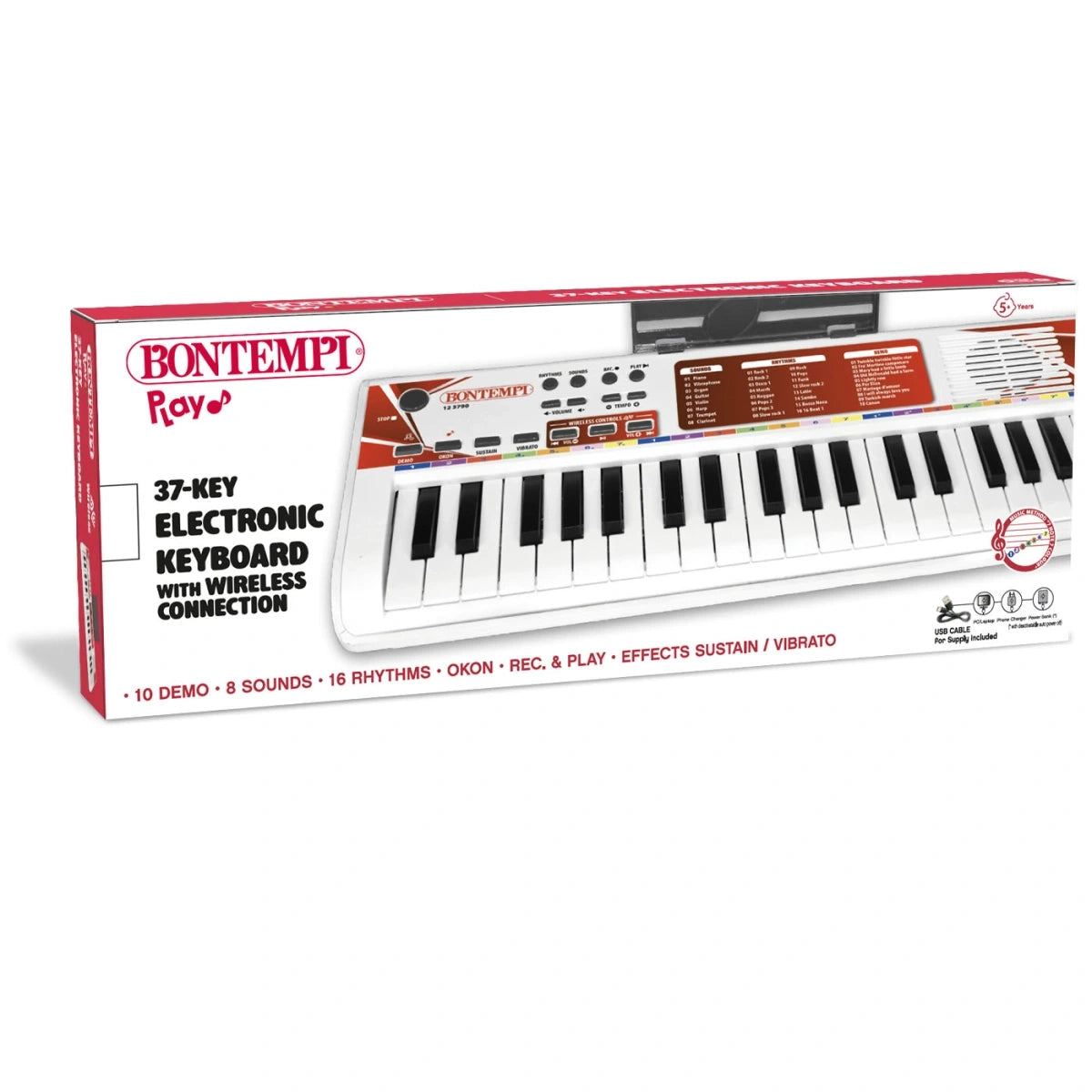 Bontempi 37 key electronic keyboard shown on retail packaging