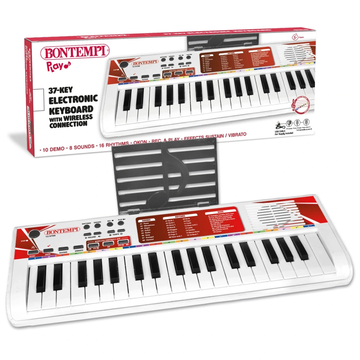 Bontempi 37 key electronic keyboard with music stand and retail box
