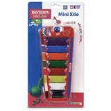 Bontempi Mini Xylophone retail packaging showing eight coloured keys and mallet