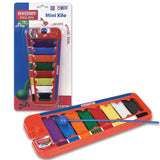 Bontempi 8 Note Mini Xylophone displayed with packaging and blue mallet on white background