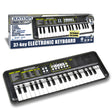 Bontempi 37 key electronic keyboard displayed beside its retail box showing instrument layout and features.