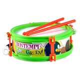 Bontempi Green Marching Drum with bee design and red drumsticks