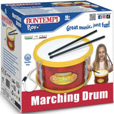 Bontempi Red Marching Drum box showing drum, sticks, and child playing on packaging