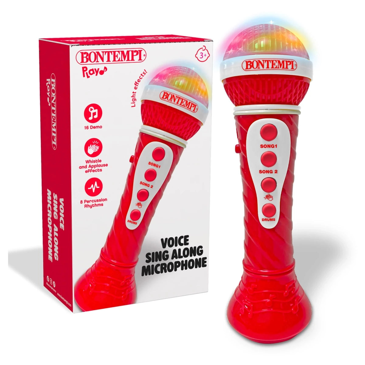 Bontempi Sing-Along Microphone with Light beside retail box