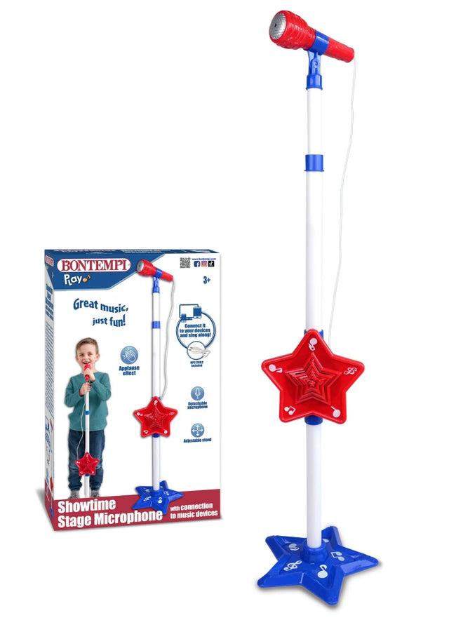 Bontempi Stage Microphone with Lights beside retail box