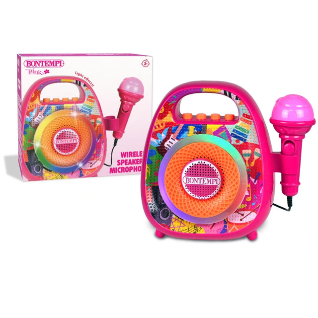 Bontempi Wireless Speaker and Microphone beside retail box