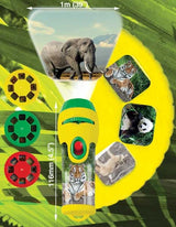 Brainstorm Animal Torch and Projector with yellow torch, three slide discs and sample animal projections