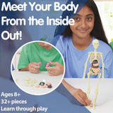 Brainstorm Build A Body model with child and inset showing anatomy pieces being assembled
